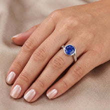 Round Natural Earth Mined Diamond & Blue Sapphire Ring 2.50 Carats Bypass Style Gold Shank