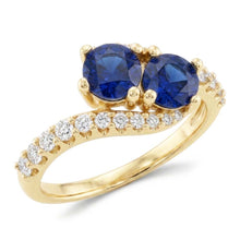 Round Natural Earth Mined Diamond & Blue Sapphire Ring Twisted Shank Gold 14K 2.50 Carats