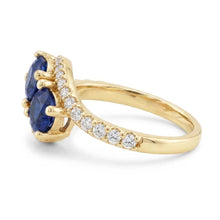 Round Natural Earth Mined Diamond & Blue Sapphire Ring Twisted Shank Gold 14K 2.50 Carats