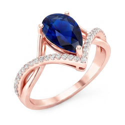 Round Natural Earth Mined Diamond & Oval Blue Sapphire Engagement Ring 4.50 Carats Gold