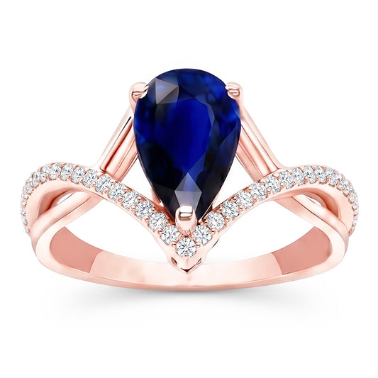 Round Natural Earth Mined Diamond & Oval Blue Sapphire Engagement Ring 4.50 Carats Gold