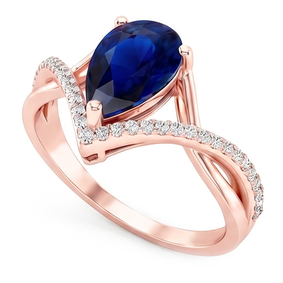 Round Natural Earth Mined Diamond & Oval Blue Sapphire Engagement Ring 4.50 Carats Gold