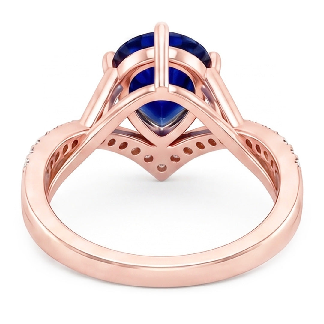 Round Natural Earth Mined Diamond & Oval Blue Sapphire Engagement Ring 4.50 Carats Gold