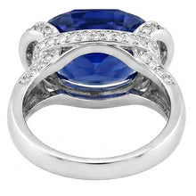 Round Natural Earth Mined Diamond & Oval Cut Blue Sapphire Ring Bar Setting 4.50 Carats