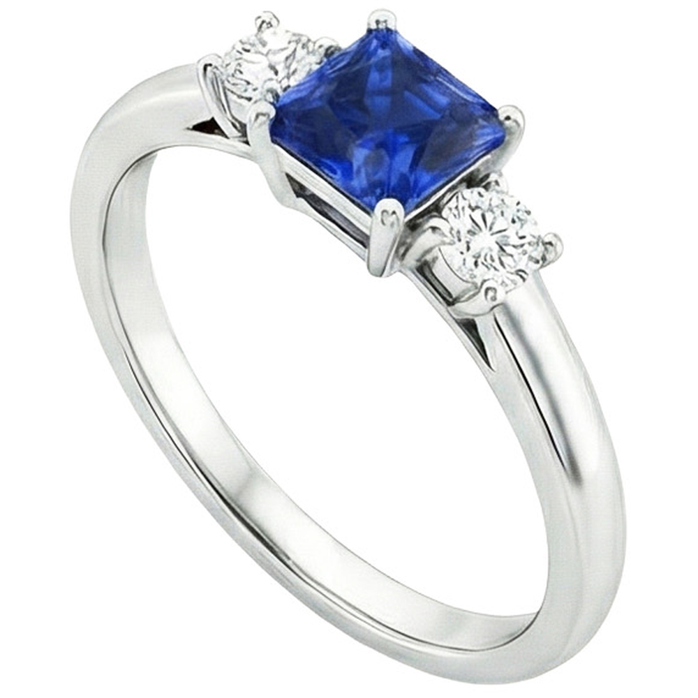 natural round sapphire 1.25ct ring front view