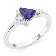 Round Natural Earth Mined Diamond & Trillion Sapphire Ring Gemstone Jewellery