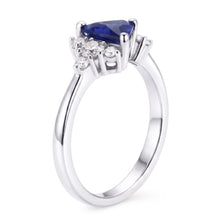 Round Natural Earth Mined Diamond & Trillion Sapphire Ring Gemstone Jewellery