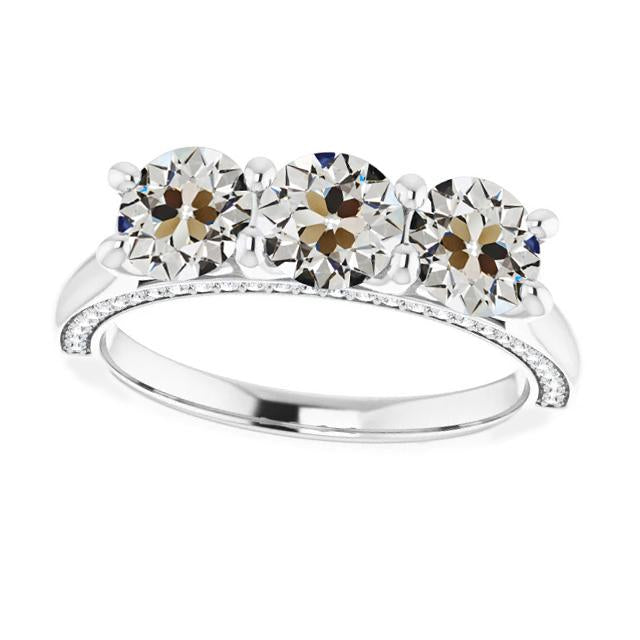 Round Natural Old Miner Diamond Engagement Ring 4 Prong Set 7 Carats