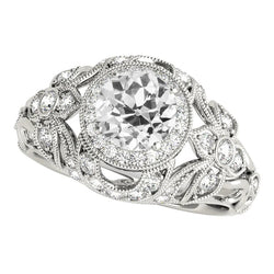 Round Old Natural Earth Mined Diamond Ring Antique Style Milgrain 4 Carats