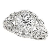 Round Natural Old Miner Diamond Ring Antique Style Milgrain 4 Carats