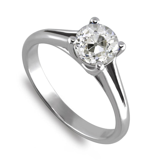 Round Natural Solitaire Old Mine Cut Diamond Ring Split Shank 2 Carats Gold