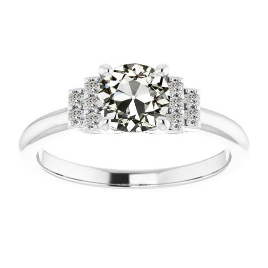Round Old Cut Diamond Natural Halo Ring Star Style Ladies Jewelry 2 Carats