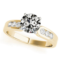 Round Old Cut Diamond Ring Prong Set Two Tone Genuine 3 Carats