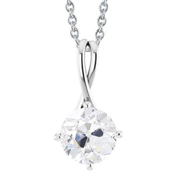 Round Old Cut Genuine Diamond Pendant Jewelry 2.50 Carats Prong Set