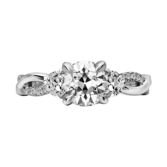 Round Old Cut Genuine Diamond Wedding Ring Infinity Style Shank 5 Carats