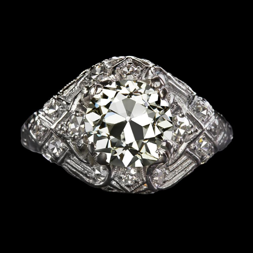Round Old Cut Natural Diamond Anniversary Ring Antique Style 4.25 Carats