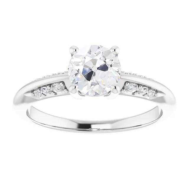 Round Old Cut Natural Diamond Anniversary Ring With Accents 3.25 Carats