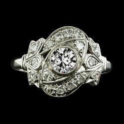 Round Old Cut Mined Diamond Fancy Ring Bezel Set 3 Carats Milgrain