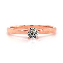 Round Old Cut Natural Diamond Solitaire Ring Prong Tapered Shank 0.75 Carats