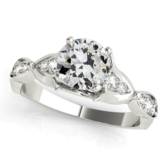 Round Old Cut Natural Diamond Women's Ring Prong Set White Gold 3.25 Carats