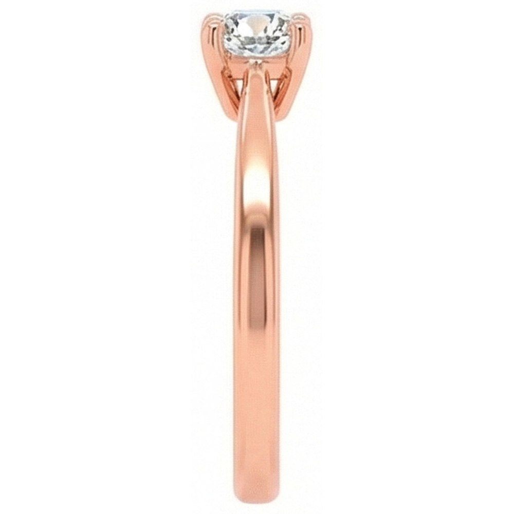 Round Old Cut Natural Earth Mined Diamond Solitaire Ring Prong Tapered Shank 0.75 Carats