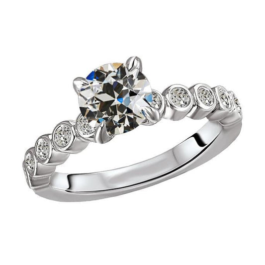 Round Old Cut Real Diamond Anniversary Ring Prong Bezel Set 4.50 Carats