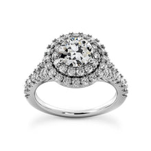 Round Old Cut Natural Earth Mined Diamond Double Halo Ring 14K White Gold 5.50 Carats
