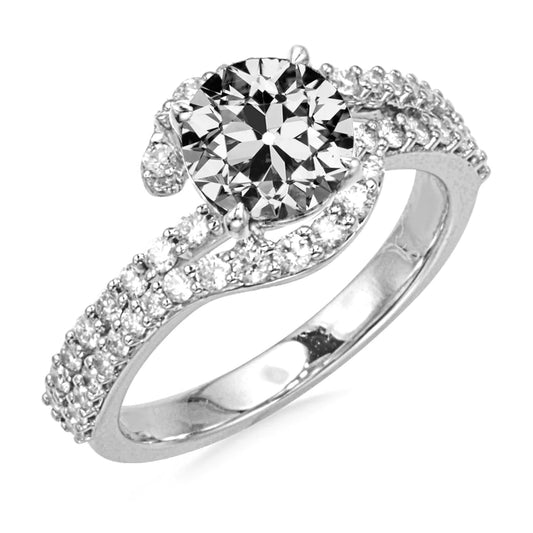 Round Old Cut Real Diamond Engagement Ring Twisted Shank 6 Carats