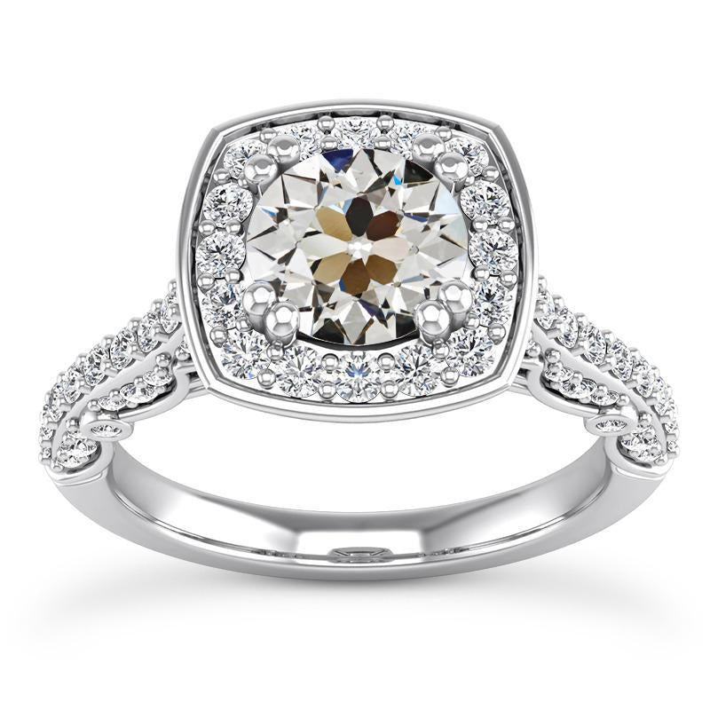 Round Old Cut Real Natural Earth Mined Diamond Halo Anniversary Ring Double Prong Set 7 Carats