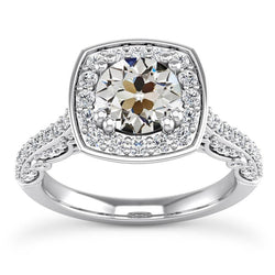 Round Old Cut Real Diamond Halo Anniversary Ring Double Prong Set 7 Carats