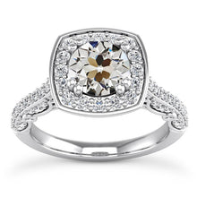 Round Old Cut Real Natural Earth Mined Diamond Halo Anniversary Ring Double Prong Set 7 Carats