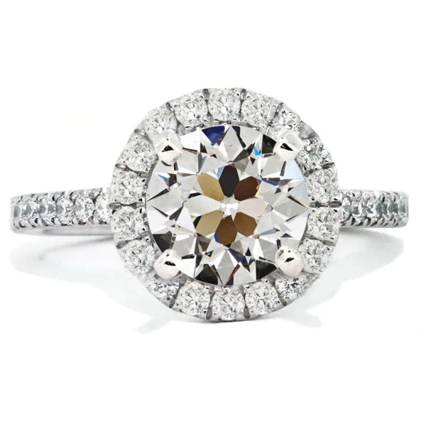 Round Old Cut Real Diamond Halo Anniversary Ring Pave Set 7 Carats