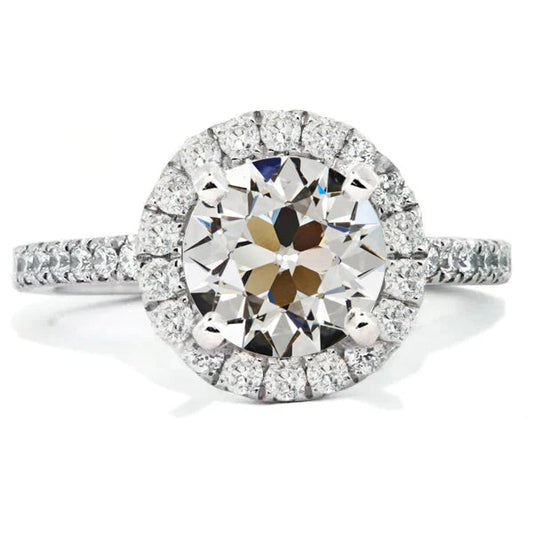 Round Old Cut Real Diamond Halo Anniversary Ring Pave Set 7 Carats