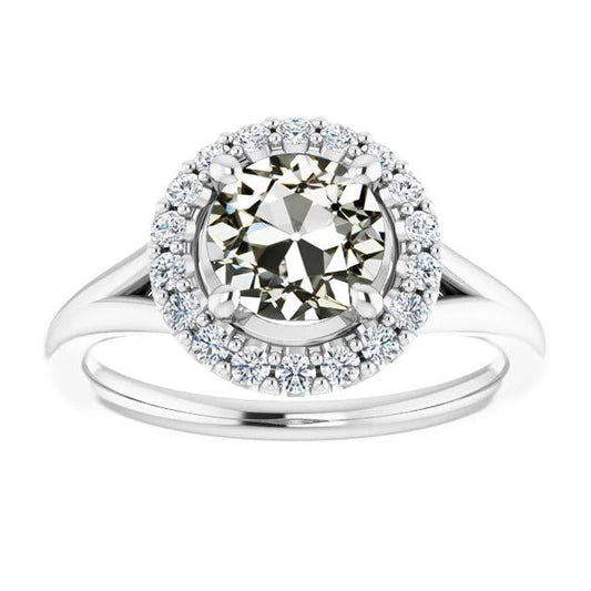 Round Old Cut Real Diamond Halo Ring Split Shank 3.75 Carats