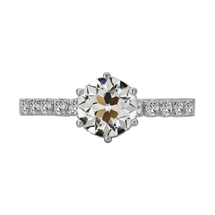 Round Old Cut Real Diamond Ring 6 Prong Set 4.50 Carats