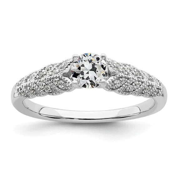 Round Old Cut Real Diamond Ring Milgrain Prong Set Jewelry 2.50 Carats