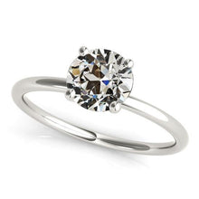 Round Old Cut Real Natural Earth Mined Diamond Solitaire Anniversary Ring 2 Carats