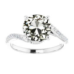 Round Old Cut Real Diamond Wedding Ring Tension Style 5.25 Carats