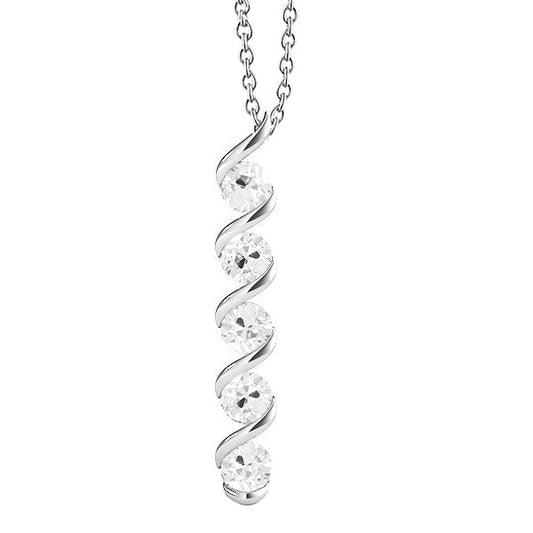 Round Old European Five Stone Natural Diamond Pendant Twisted 2.50 Carats