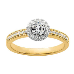 Round Old European Real Natural Earth Mined Diamond Halo Ring Fishtail Set 2.75 Carats Two Tone