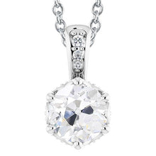 Round Old Mine Cut 4.50 Carats Natural Earth Mined Diamond Pendant 14K Prong Set