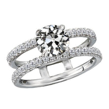 Round Old Mine Cut Diamond Ring 14K Gold Split Shank 4.50 Carats