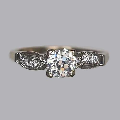 Round Old Mine Cut Genuine Diamond Ring 1.25 Carats Gold Women's Jewelry