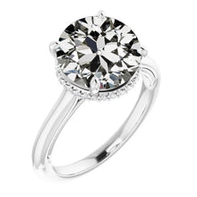 Round Old Mine Cut Genuine Diamond Ring 4 Prong Set Gold 6.50 Carats