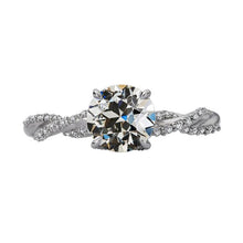 Round Old Mine Cut Genuine Diamond Ring Pave Set Twisted Shank 3.50 Carats
