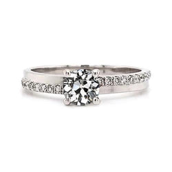 Round Old Mine Cut Natural Earth Mined Diamond Ring Prong Set 2.25 Carats White Gold