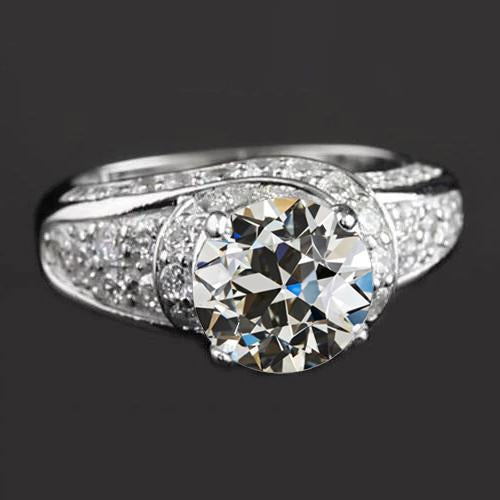 Round Old Mine Cut Genuine Diamond Ring White Gold Jewelry 6.50 Carats