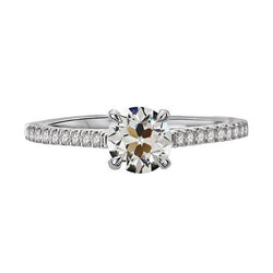 Round Old Mine Cut Genuine Diamond Solitaire Ring With Accents 3.50 Carats