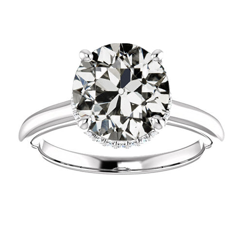 Round Old Mine Cut Genuine Natural Earth Mined Diamond Ring 4 Prong Set Gold 6.50 Carats