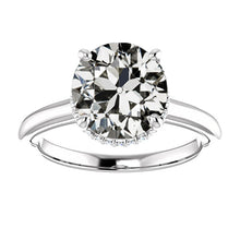 Round Old Mine Cut Genuine Natural Earth Mined Diamond Ring 4 Prong Set Gold 6.50 Carats